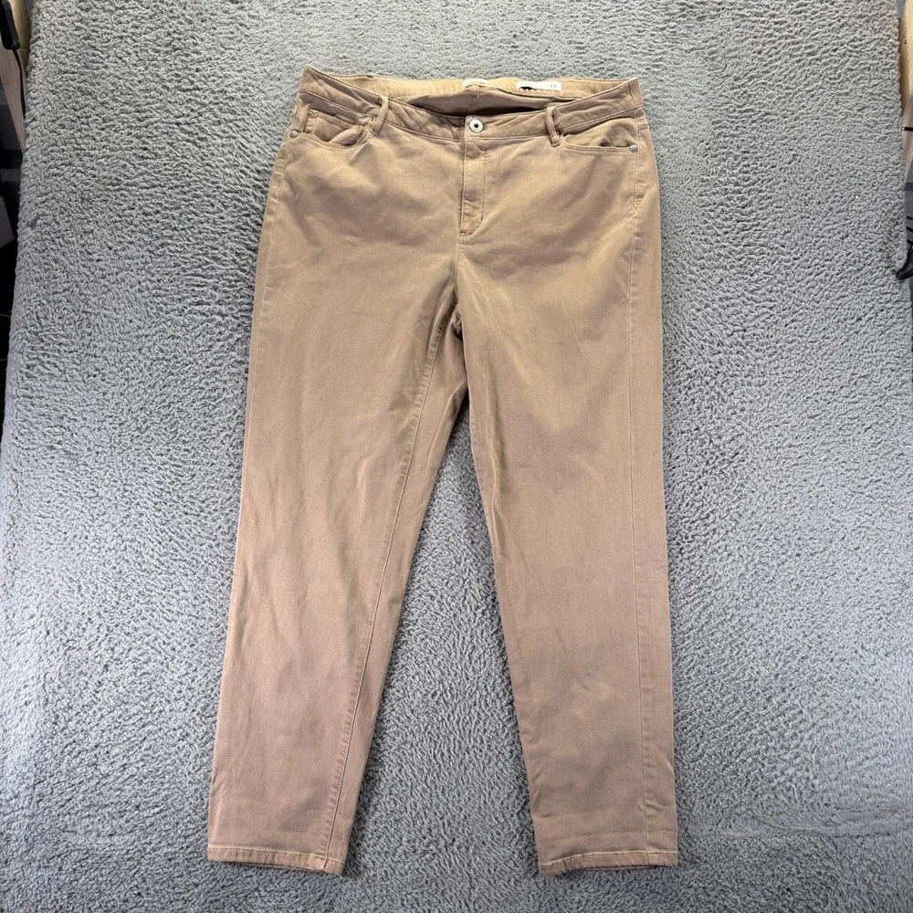 J. Jill Jeans Womens 22 Beige Cotton Denim Boyfriend Straight Leg Ankle Stretch